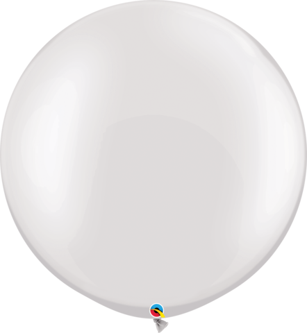 30" Helium Quality Metallic Latex Balloons White Balloon Pack Of 2