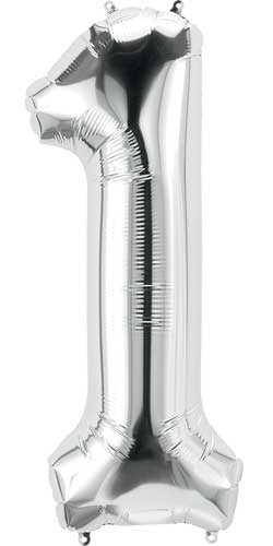 FOIL BALLOON 16" NUMBER SILVER #1