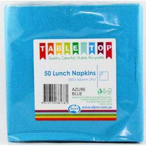 Lunch Napkins Azure Blue Pack of 50