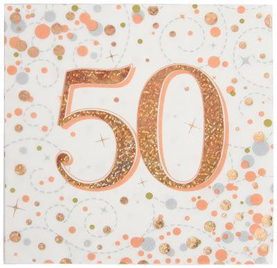 Sparkfizz Rose Gold Napkin 50th Pack Of 16