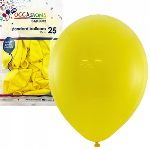 OCCASION BALLOON STD (30CM) PACK 25 - YELLOW