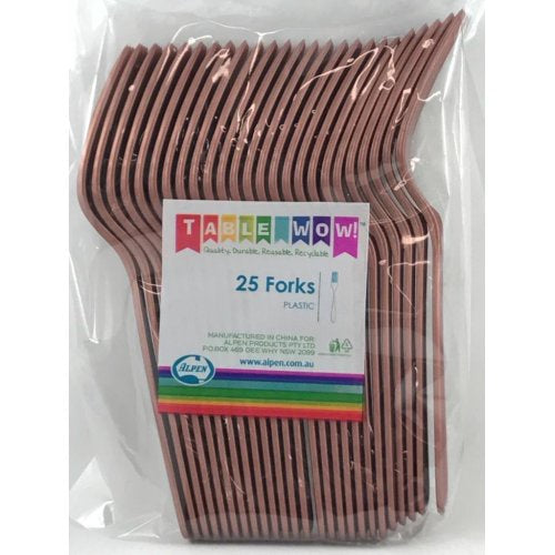Plastic Forks Rose Gold Pack of 20