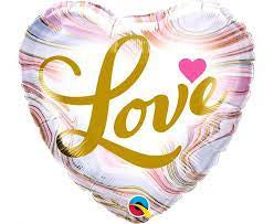 18" Heart Foil Print Love Colorful Marble