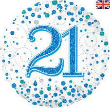 Sparkling Fizz Blue 21st Foil Balloon 18"(45cm)