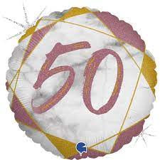 #50 Marble Rose Gold 18" Foil Balloon