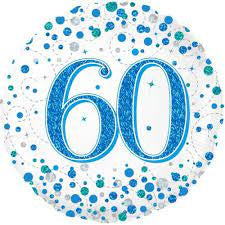 Sparkling Fizz Blue 60th Foil Balloon 18"(45cm)