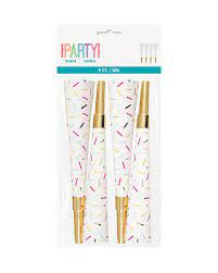 4 CONFETTI PRINT GOLD HORNS