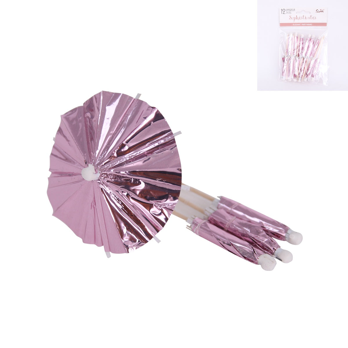 ROSE GOLD UMBRELLA PICK PACK OF 12