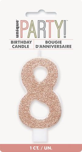 GLITTER ROSE GOLD NUMERAL CANDLE-8