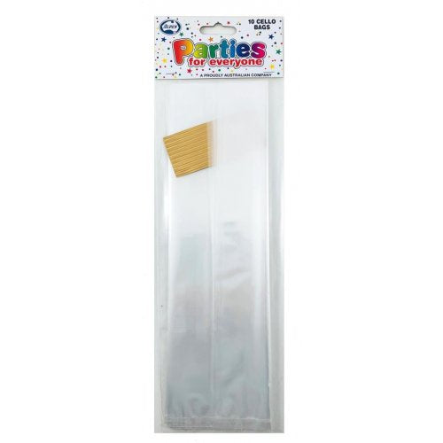 Cello Bag Clear With Twist Ties 130x280x75mm Pack Of 10