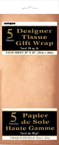 Tissue Sheets Metallic Rose Gold Pack Of 5