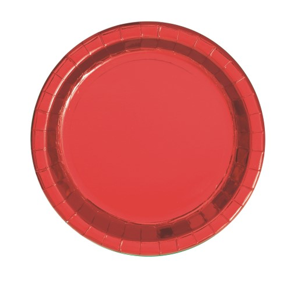 Red Foil Plates 9" Pack Of 8