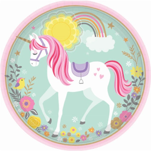 Magical Unicorn 9"/23cm Paper Plates Pack Of 8