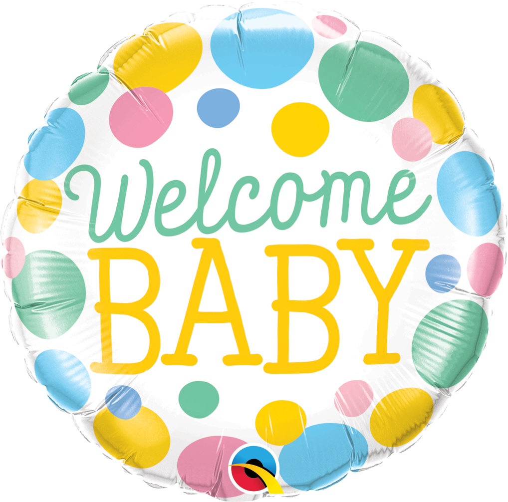Round Welcome Baby Dots Foil Balloon 18"