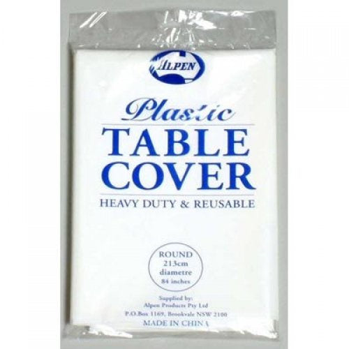 Round Plastic Tablecover White