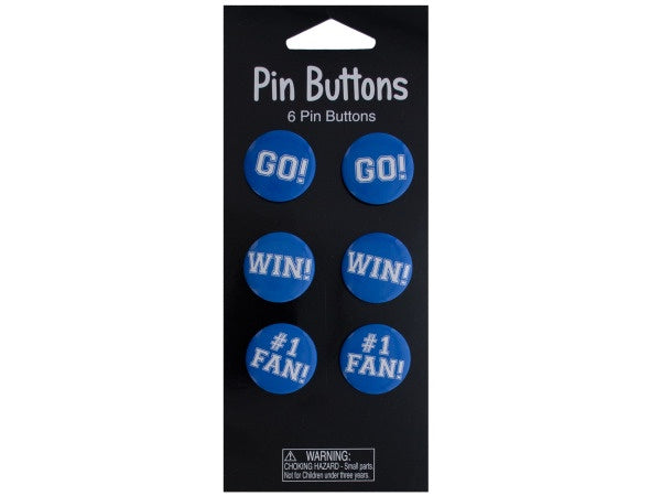 Pin Buttons Blue Pack Of 6