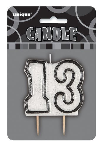 Glitz Black Number Candle 13