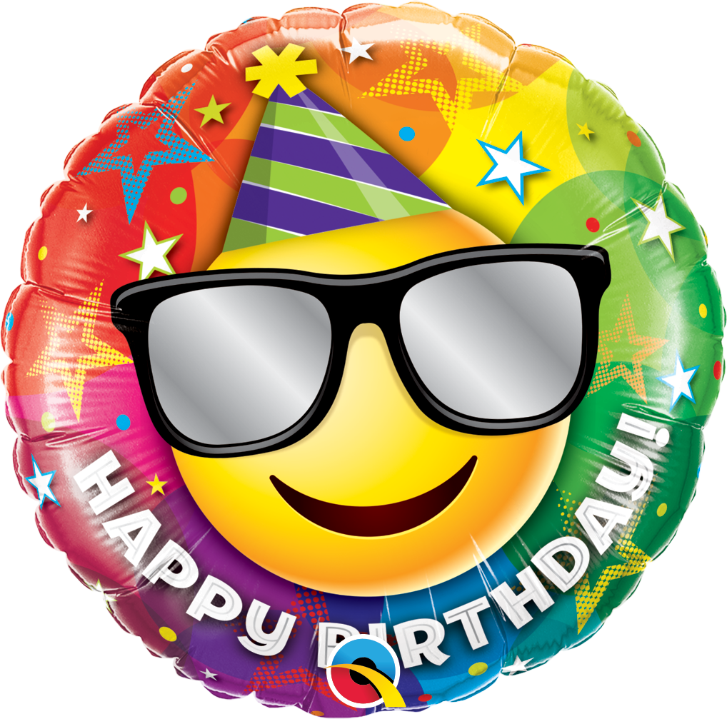 Birthday Smiley Face With Shades Foil Balloon 18"