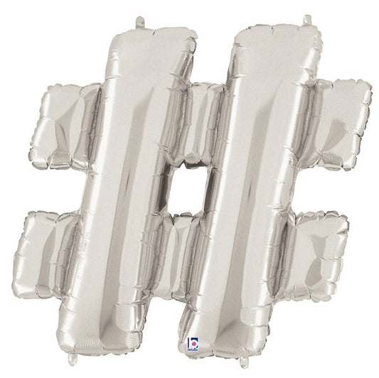 LARGE FOIL HASHTAG BALLOON SILVER - #