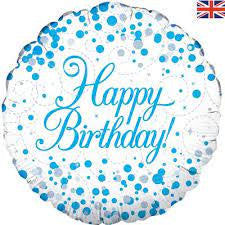 SPARKLING FIZZ BLUE HAPPY BIRTHDAY FOIL BALLOON 18"(45CM)