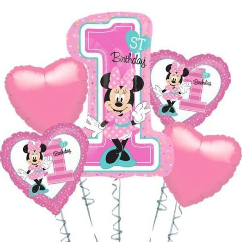 Foil Balloon Bouquet Minnie 1st BIRTHDAY