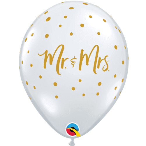 11" Print Diamond Clear Mr. And Mrs. Dots Latex Balloons Pack Of 50
