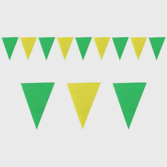 Green & Yellow Pennant Bunting – 10m Triangle Flag Banner (20 Flags, 30cm Each)