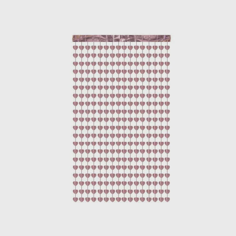 Radiant Rose Gold Heart Foil Curtains – Sparkling Backdrop for Parties, Birthdays & Events