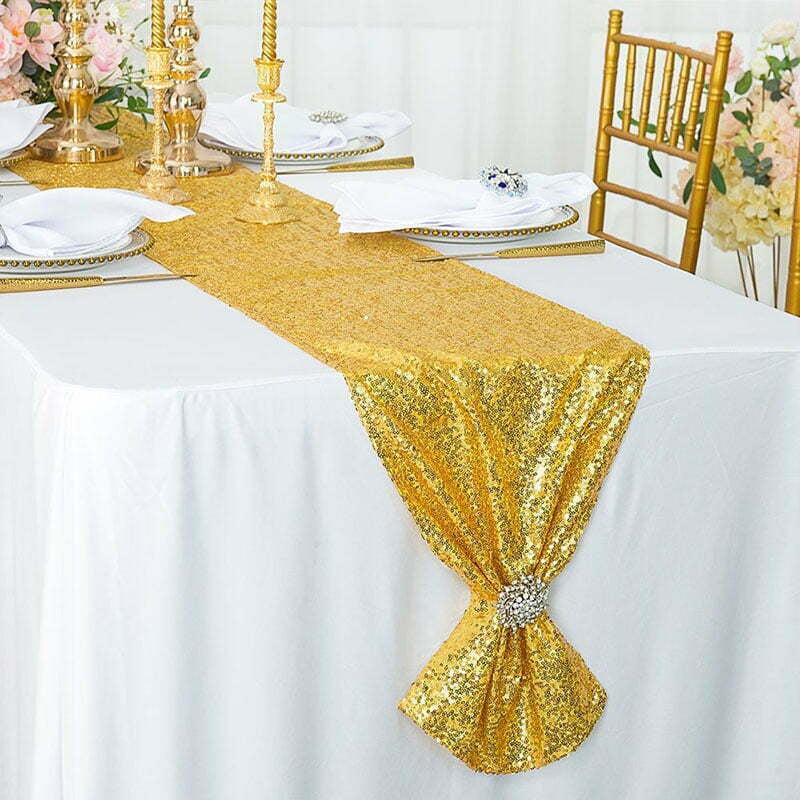 Gold Sequin Glitter Table Runner 1.8m x 30cm