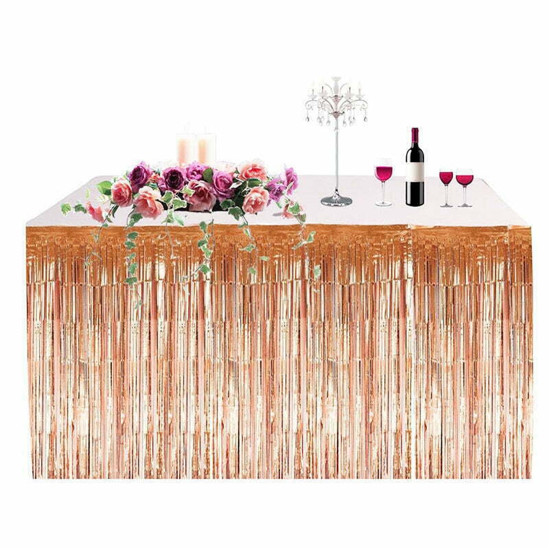 Rose Gold Metallic Fringe Table Skirt 2.75m x 75cm