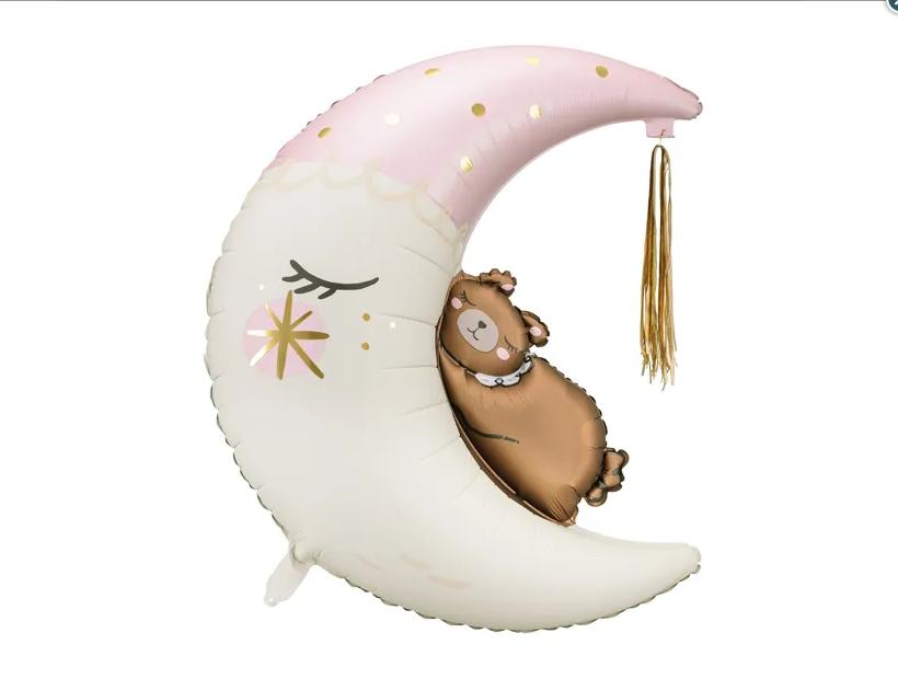 Party Foil Shape – Teddy Bear on the Moon Pink (80cm x 98cm)