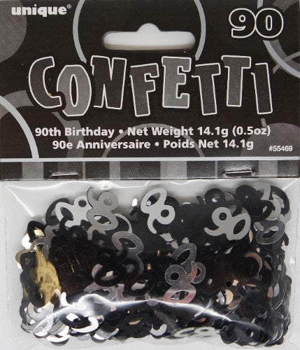 90TH Birthday Scatters Silver and Black