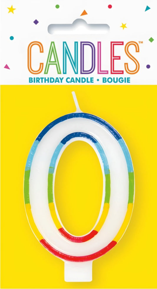 RAINBOW NUMERAL CANDLE - 0