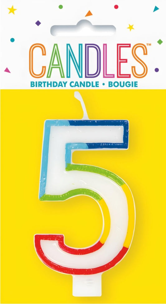 RAINBOW NUMERAL CANDLE - 5