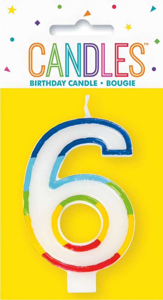 RAINBOW NUMERAL CANDLE - 6