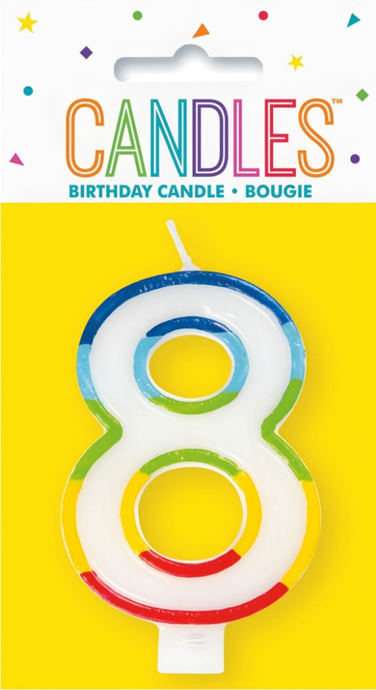 RAINBOW NUMERAL CANDLE - 8