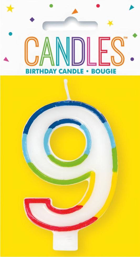 RAINBOW NUMERAL CANDLE - 9