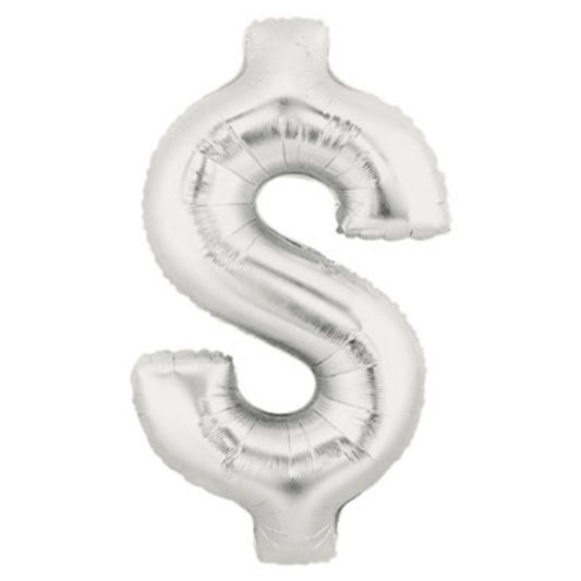 Large Foil Supershape Balloon Dollar Sign Silver - $