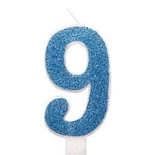 NUMERAL CANDLE 9 - BLUE