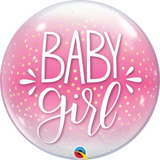 Baby Girl Pink Bubble Balloon 22 Inch Transparent Helium Party Decoration