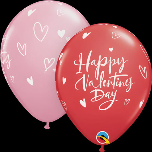 Valentine’s Day Latex Balloons 11 Inch Assorted Script Print Pack of 50 Party Decoration