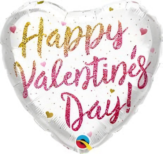 Happy Valentine’s Day Foil Balloon 18 Inch Glitter Heart Helium Party Decoration