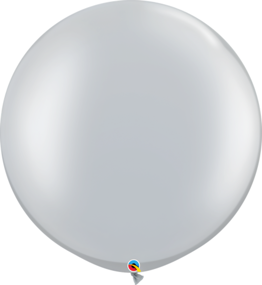 Silver Metallic Latex Balloons 30in Helium Quality Pack of 2 Party