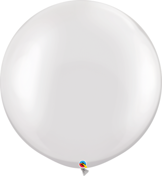 White Metallic Latex Balloons 30in Helium Quality Pack of 2 Party