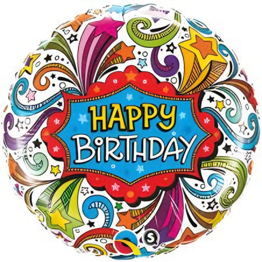 Groovy Shooting Stars Birthday Foil Balloon 18in / 46cm Party Decoration
