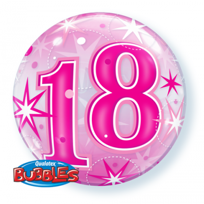 Bubble Balloon 22" Pink Star '18'