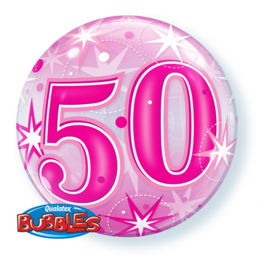 Bubble Balloon 22" Pink Star '50'