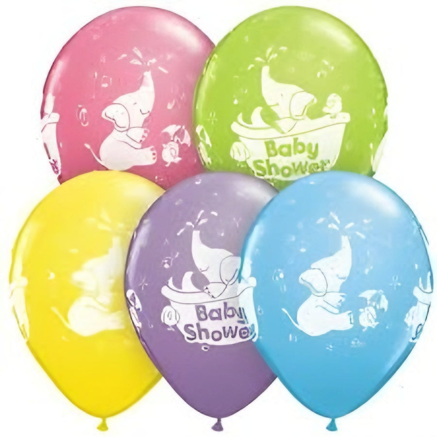 11in Baby Shower Elephant Latex Balloons Printed Pack of 50 Party Decoration