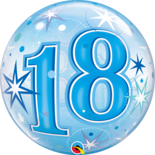 18th Birthday Bubble Balloon Blue Star 22in / 56cm Party Decoration