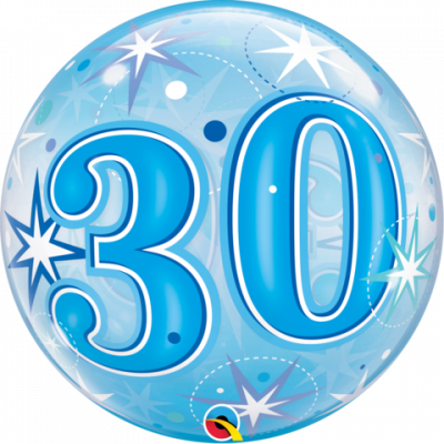 30th BUBBLE BALLOON 22" Blue Star